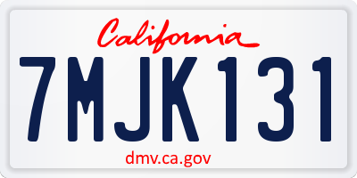 CA license plate 7MJK131