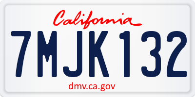 CA license plate 7MJK132