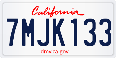 CA license plate 7MJK133