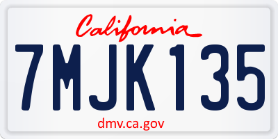 CA license plate 7MJK135
