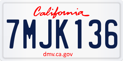CA license plate 7MJK136