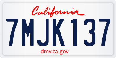 CA license plate 7MJK137