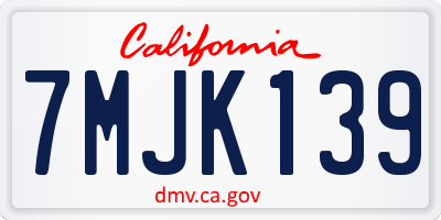 CA license plate 7MJK139