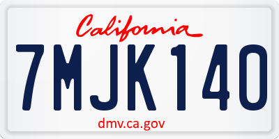 CA license plate 7MJK140