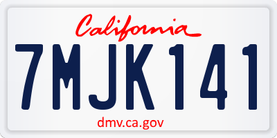 CA license plate 7MJK141
