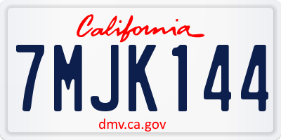 CA license plate 7MJK144
