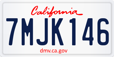 CA license plate 7MJK146