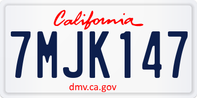 CA license plate 7MJK147