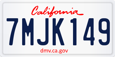 CA license plate 7MJK149