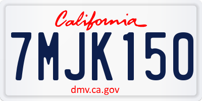 CA license plate 7MJK150