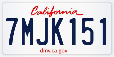 CA license plate 7MJK151