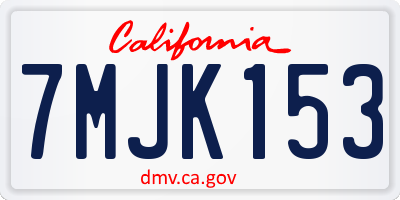 CA license plate 7MJK153