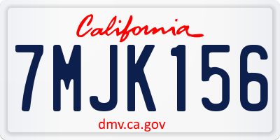 CA license plate 7MJK156