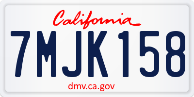CA license plate 7MJK158
