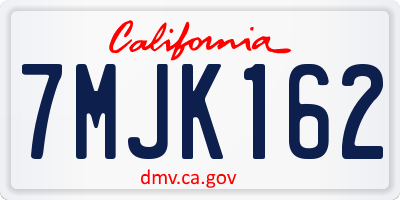 CA license plate 7MJK162