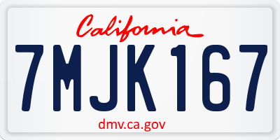 CA license plate 7MJK167