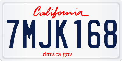 CA license plate 7MJK168