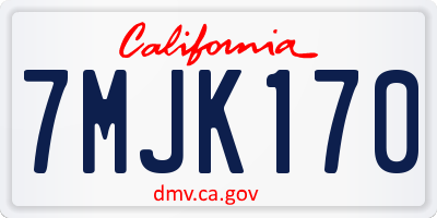 CA license plate 7MJK170