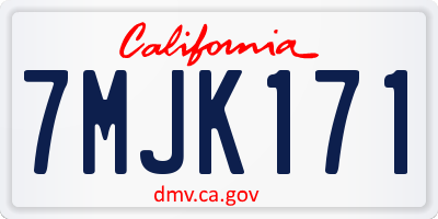 CA license plate 7MJK171