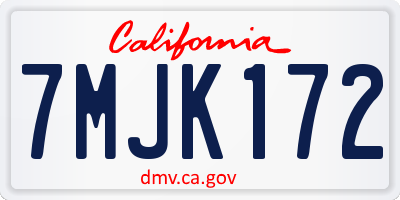 CA license plate 7MJK172