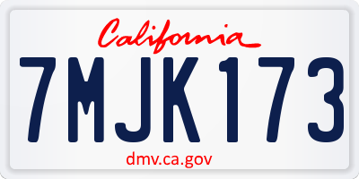 CA license plate 7MJK173