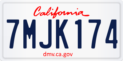 CA license plate 7MJK174