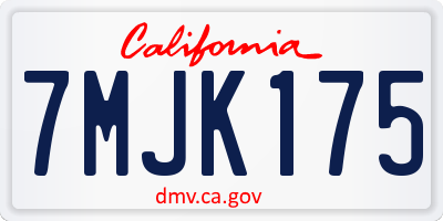 CA license plate 7MJK175