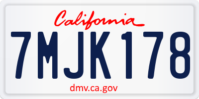 CA license plate 7MJK178
