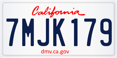 CA license plate 7MJK179