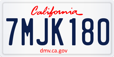 CA license plate 7MJK180