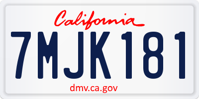 CA license plate 7MJK181