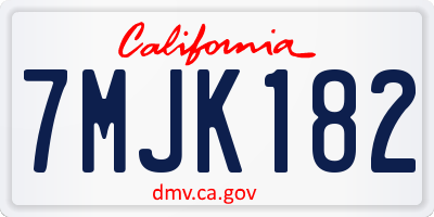 CA license plate 7MJK182