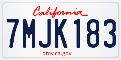 CA license plate 7MJK183
