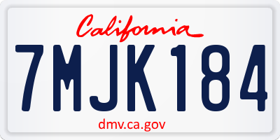 CA license plate 7MJK184