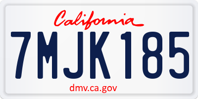 CA license plate 7MJK185