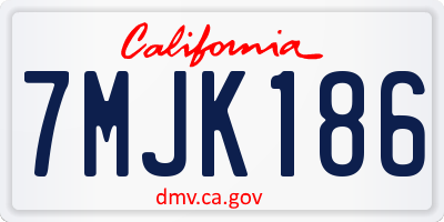 CA license plate 7MJK186