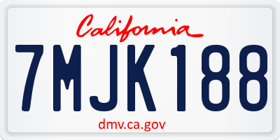 CA license plate 7MJK188