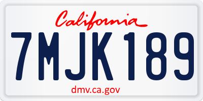 CA license plate 7MJK189