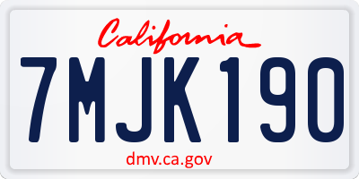 CA license plate 7MJK190
