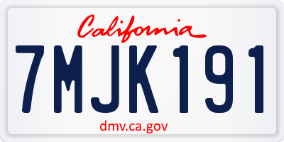 CA license plate 7MJK191