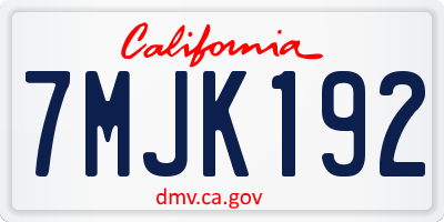 CA license plate 7MJK192