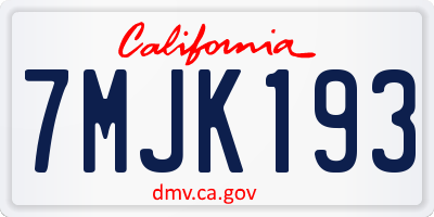 CA license plate 7MJK193