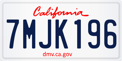 CA license plate 7MJK196