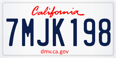 CA license plate 7MJK198