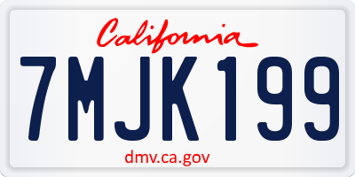 CA license plate 7MJK199
