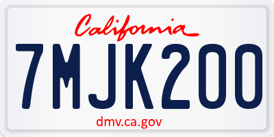 CA license plate 7MJK200