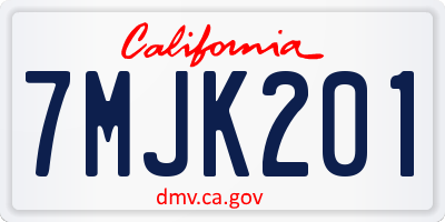 CA license plate 7MJK201