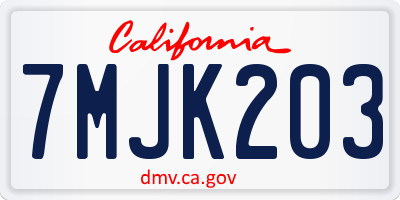 CA license plate 7MJK203