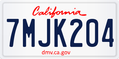 CA license plate 7MJK204