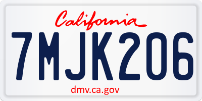 CA license plate 7MJK206